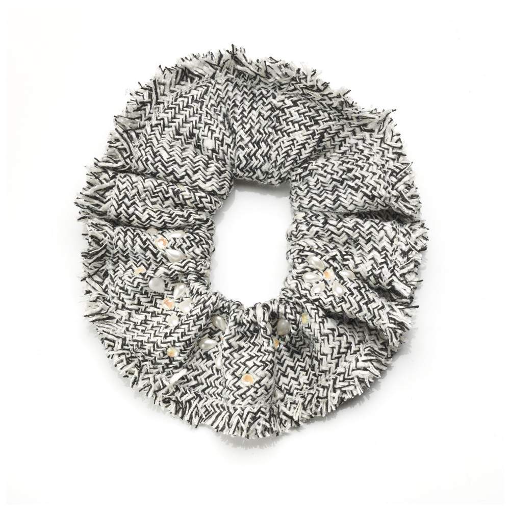 Chouchou tweed, cristaux et perles Swarovski® CAMILA