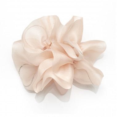 Chouchou oversize en organza rose orangé