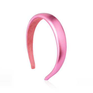serre-tête bombé en cuir rose métal