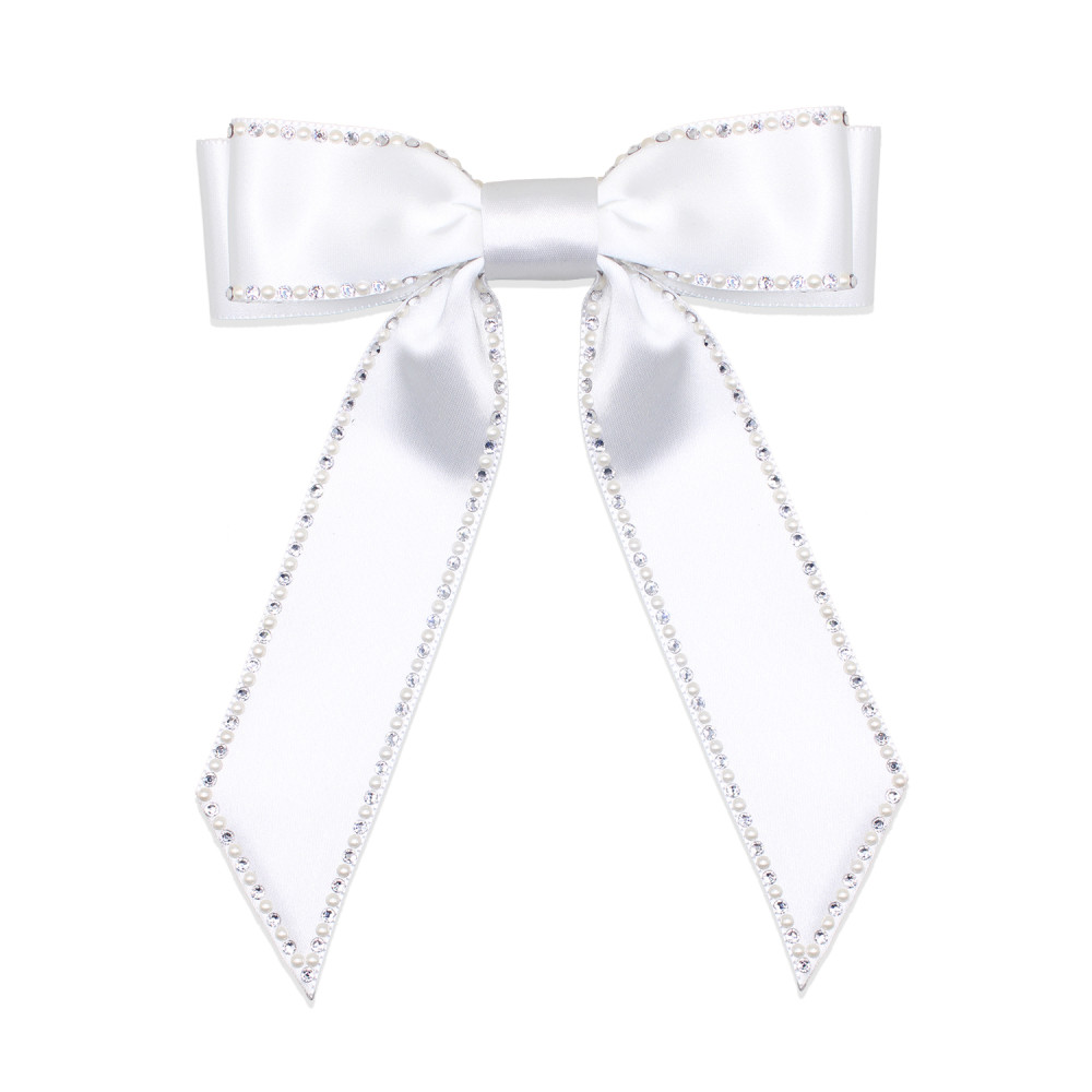 Swarovski Pearls & Crystals Bow Barrette - Luxury for Weddings and Ceremonies