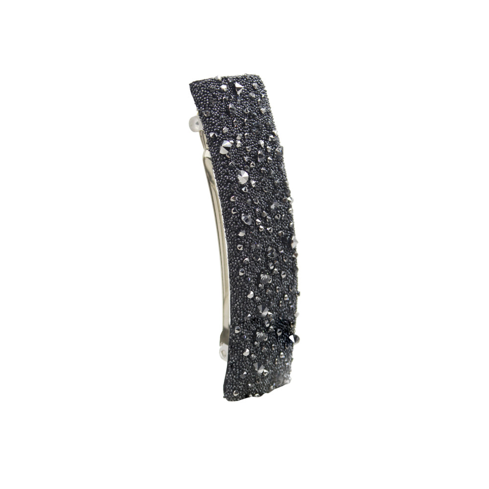 Barrette large cristaux Swarovski® FRAGRANCE noir & argent