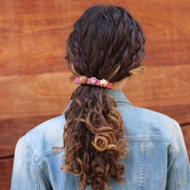 Barrette cuir & cristaux LIVIA
